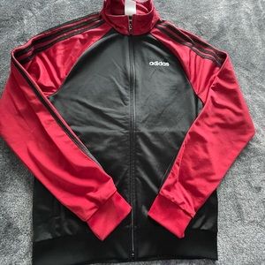 Adidas Full Zip Mens Small Long Sleeve Black/Burgundy Track Jacket